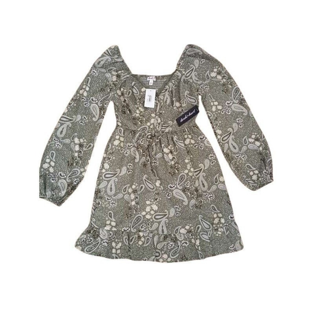 Derek Heart NWT Lichen Green Paisley Smocked Mini Dress S Small Boho Cottagecore - Picture 11 of 11